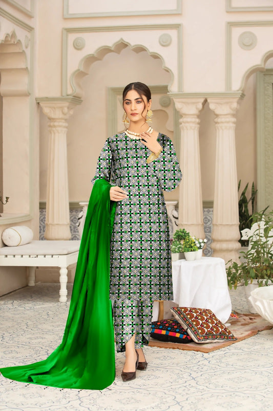 DYNASTY MICRO COTTON 4 SEASON STUFF ALLOVER PRINT UNSTITCHED 3 PC'S