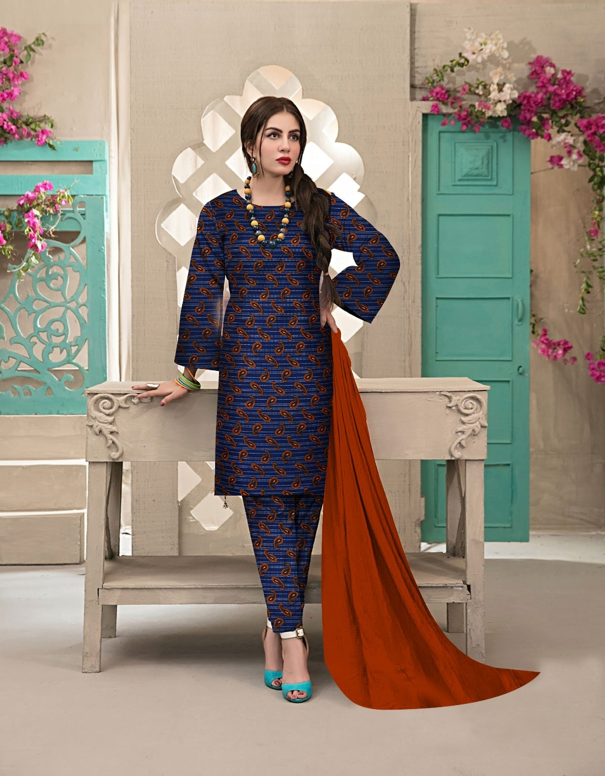 DYNASTY MICRO COTTON 4 SEASON STUFF ALLOVER PRINT UNSTITCHED 3 PC'S