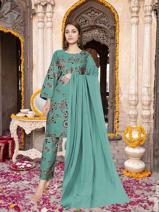 DYNASTY MICRO COTTON 4 SEASON STUFF ALLOVER PRINT UNSTITCHED 3 PC'S