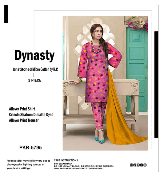 DYNASTY MICRO COTTON 4 SEASON STUFF ALLOVER PRINT UNSTITCHED 3 PC'S