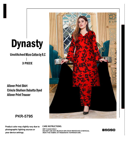 DYNASTY MICRO COTTON 4 SEASON STUFF ALLOVER PRINT UNSTITCHED 3 PC'S
