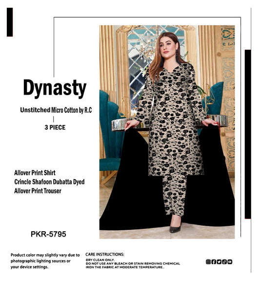 DYNASTY MICRO COTTON 4 SEASON STUFF ALLOVER PRINT UNSTITCHED 3 PC'S