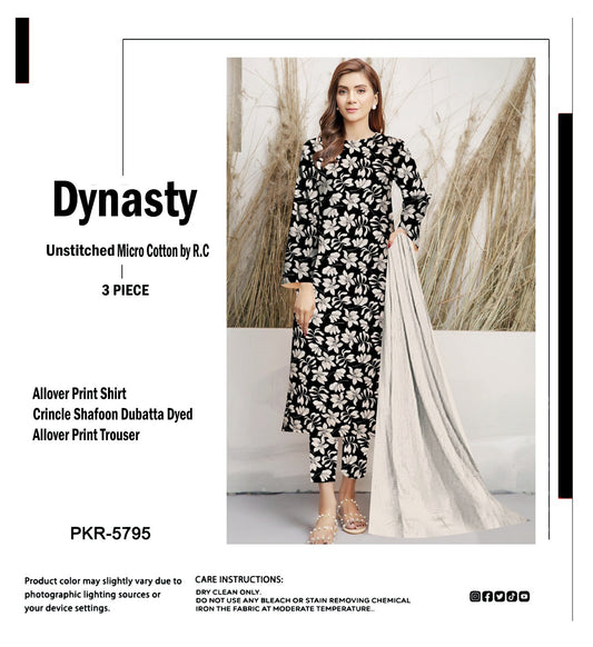 DYNASTY MICRO COTTON 4 SEASON STUFF ALLOVER PRINT UNSTITCHED 3 PC'S