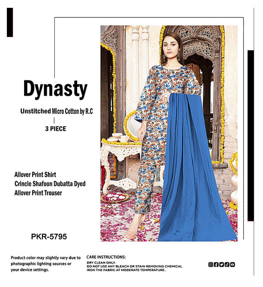 DYNASTY MICRO COTTON 4 SEASON STUFF ALLOVER PRINT UNSTITCHED 3 PC'S