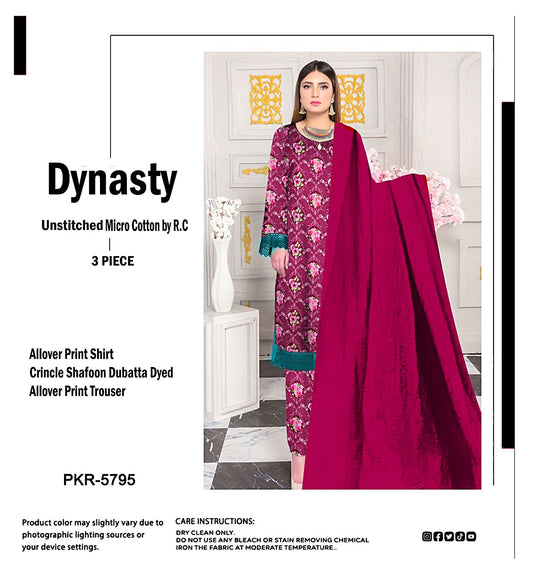 DYNASTY MICRO COTTON 4 SEASON STUFF ALLOVER PRINT UNSTITCHED 3 PC'S