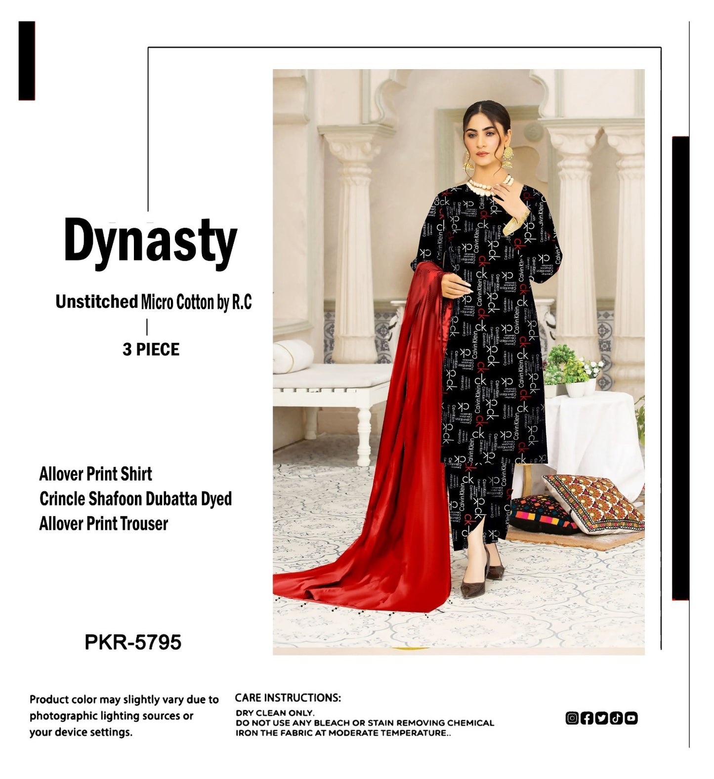 DYNASTY MICRO COTTON 4 SEASON STUFF ALLOVER PRINT UNSTITCHED 3 PC'S