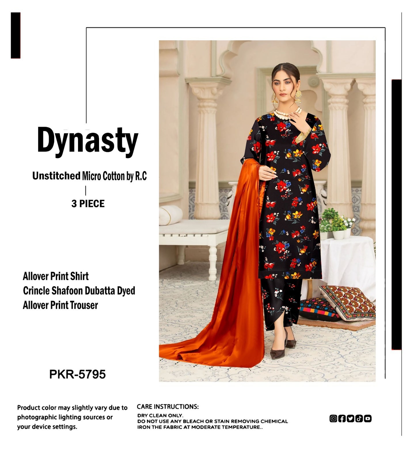 DYNASTY MICRO COTTON 4 SEASON STUFF ALLOVER PRINT UNSTITCHED 3 PC'S