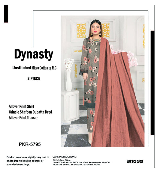 DYNASTY MICRO COTTON 4 SEASON STUFF ALLOVER PRINT UNSTITCHED 3 PC'S