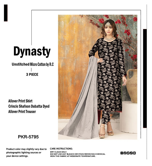 DYNASTY MICRO COTTON 4 SEASON STUFF ALLOVER PRINT UNSTITCHED 3 PC'S