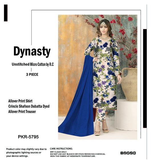 DYNASTY MICRO COTTON 4 SEASON STUFF ALLOVER PRINT UNSTITCHED 3 PC'S