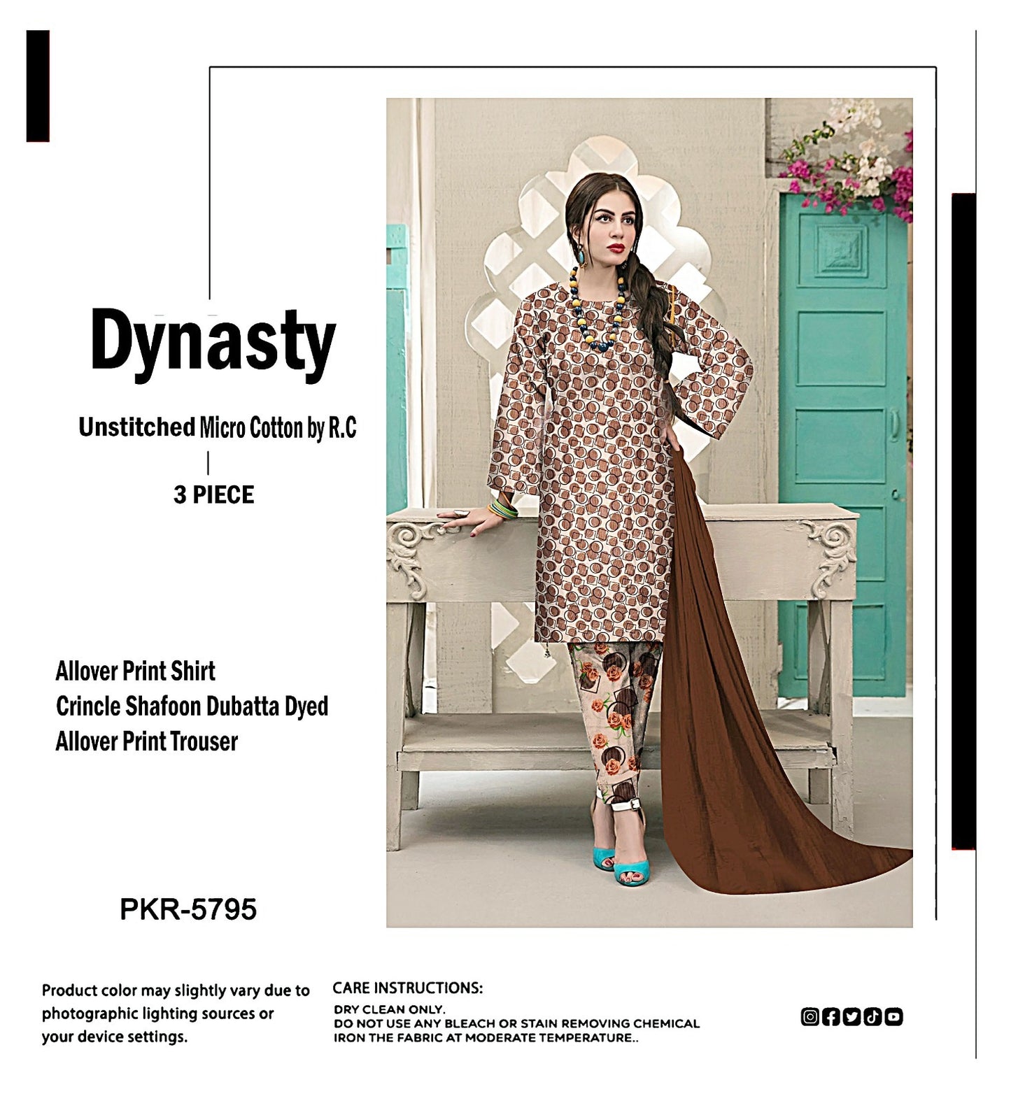 DYNASTY MICRO COTTON 4 SEASON STUFF ALLOVER PRINT UNSTITCHED 3 PC'S