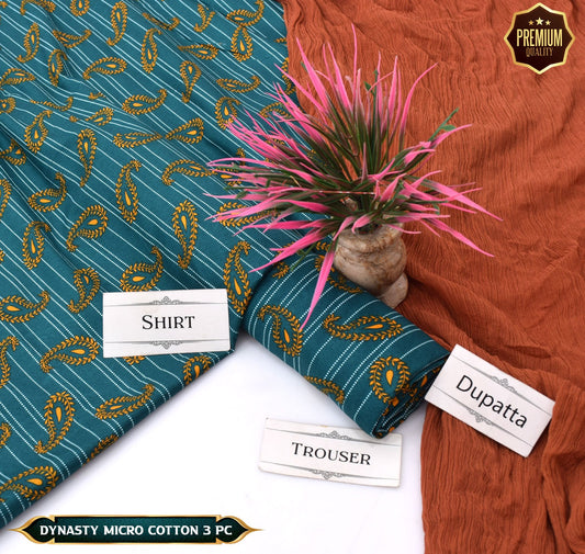 DYNASTY MICRO COTTON 4 SEASON STUFF ALLOVER PRINT UNSTITCHED 3 PC'S