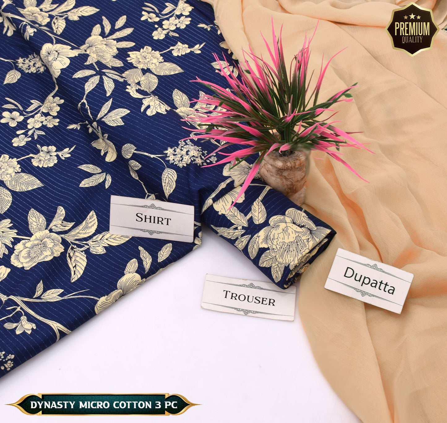 DYNASTY MICRO COTTON 4 SEASON STUFF ALLOVER PRINT UNSTITCHED 3 PC'S