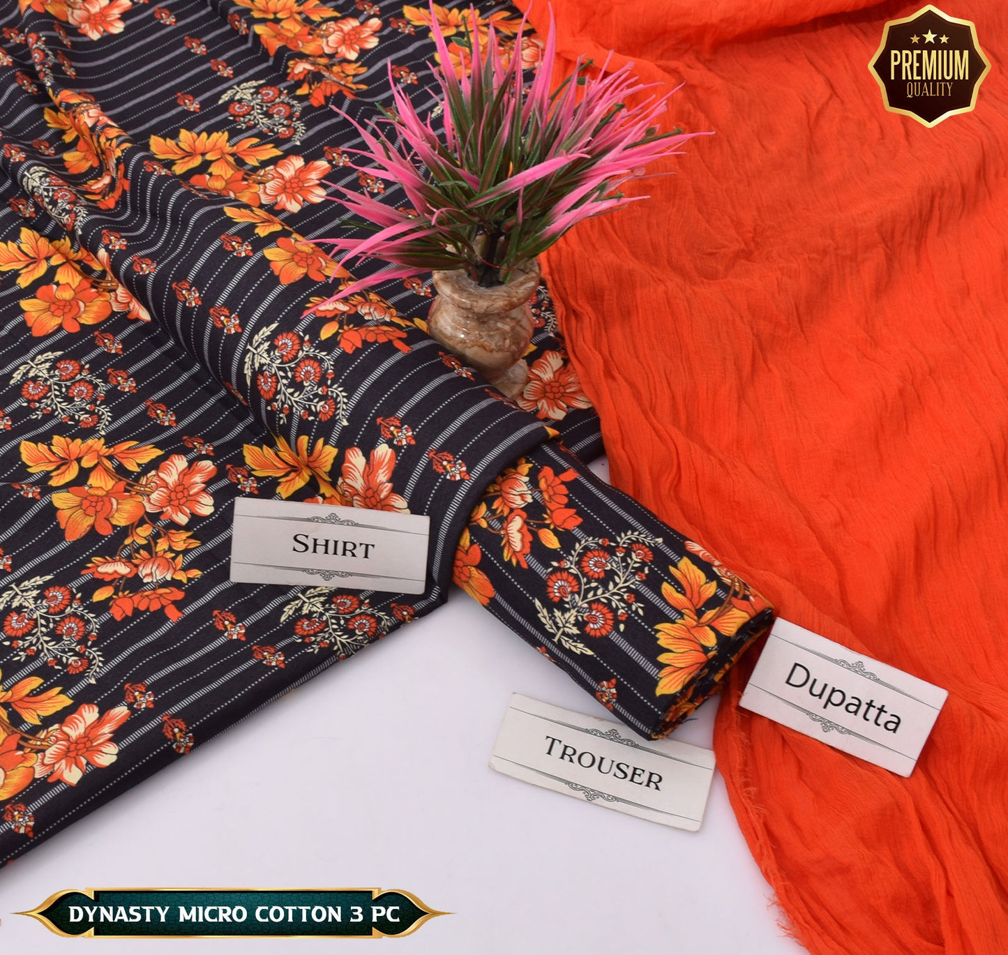 DYNASTY MICRO COTTON 4 SEASON STUFF ALLOVER PRINT UNSTITCHED 3 PC'S