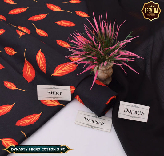 DYNASTY MICRO COTTON 4 SEASON STUFF ALLOVER PRINT UNSTITCHED 3 PC'S