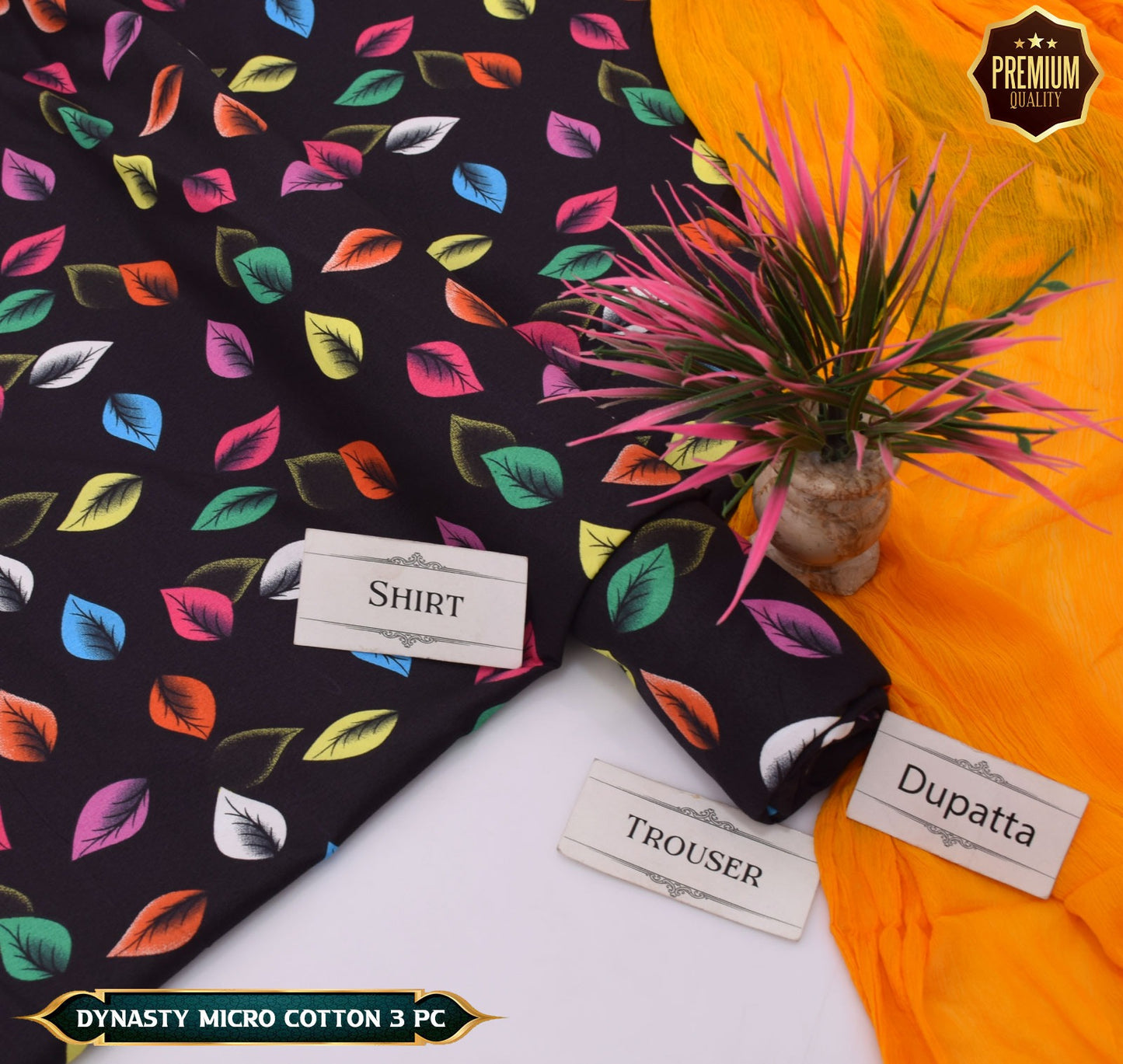 DYNASTY MICRO COTTON 4 SEASON STUFF ALLOVER PRINT UNSTITCHED 3 PC'S