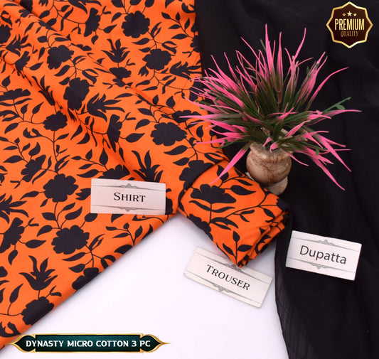 DYNASTY MICRO COTTON 4 SEASON STUFF ALLOVER PRINT UNSTITCHED 3 PC'S