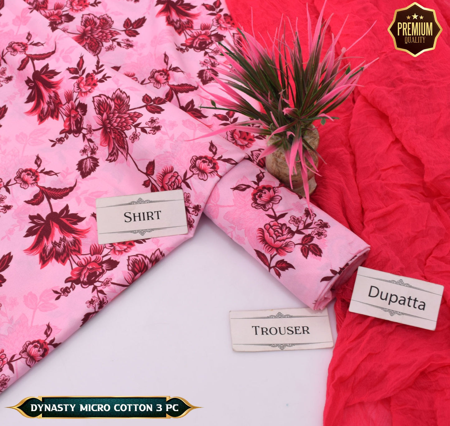 DYNASTY MICRO COTTON 4 SEASON STUFF ALLOVER PRINT UNSTITCHED 3 PC'S