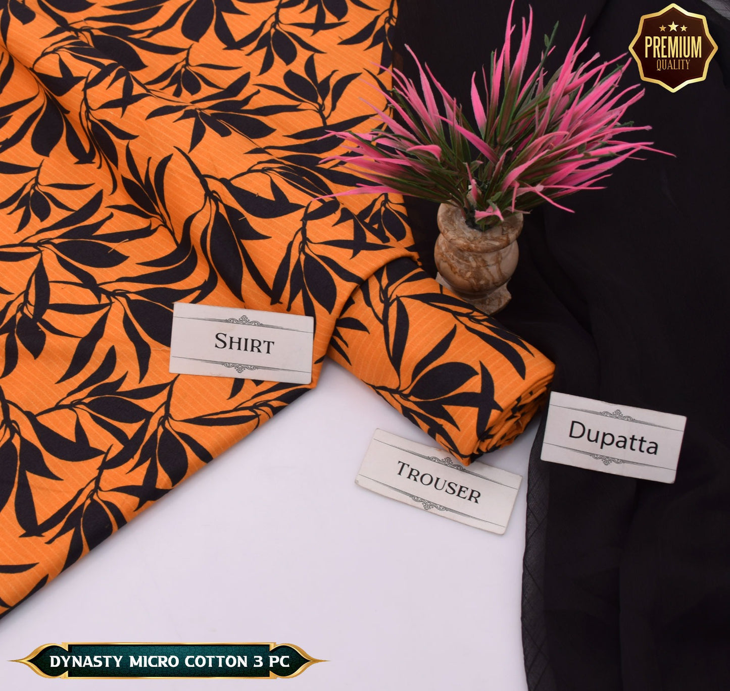 DYNASTY MICRO COTTON 4 SEASON STUFF ALLOVER PRINT UNSTITCHED 3 PC'S