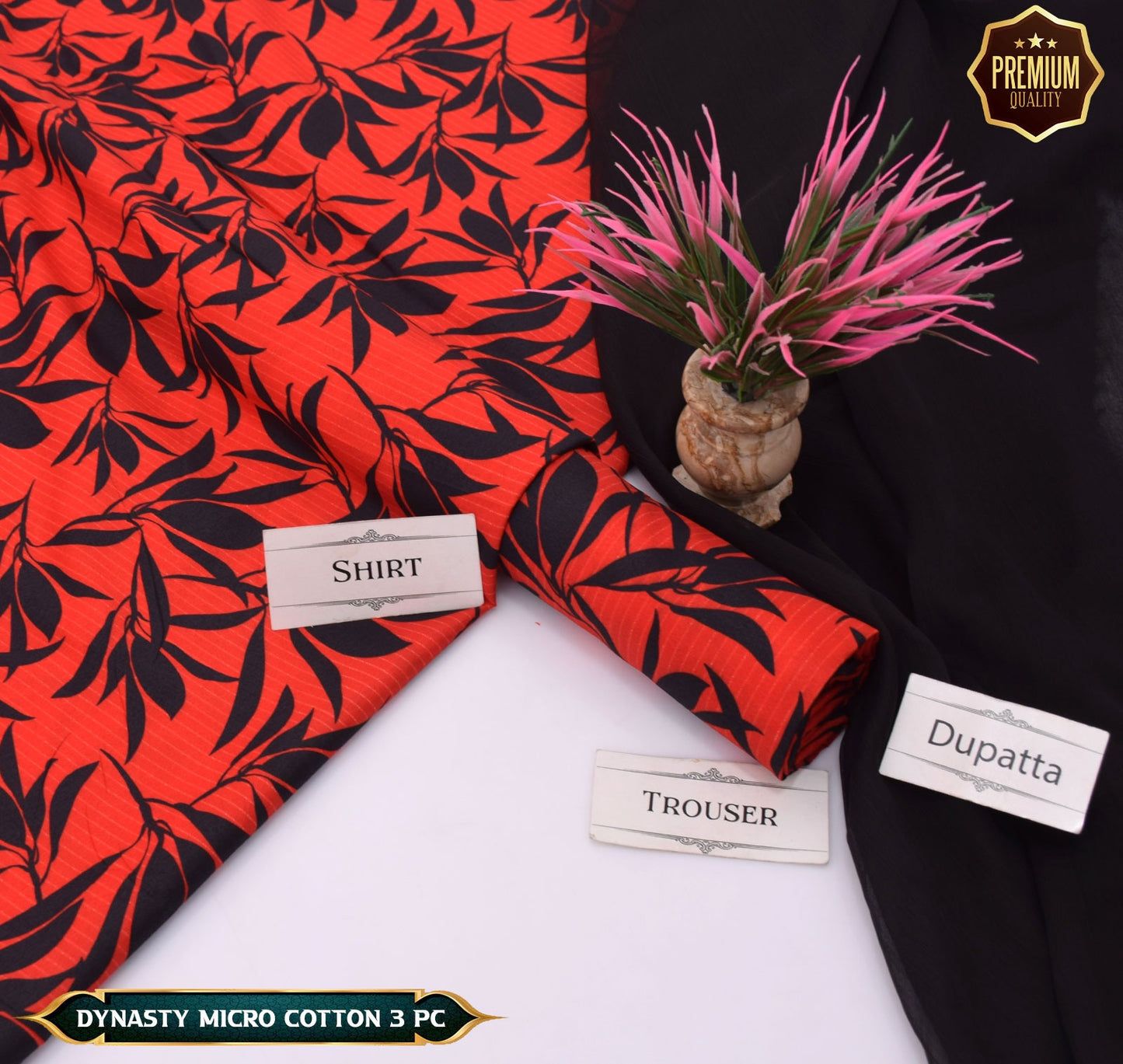 DYNASTY MICRO COTTON 4 SEASON STUFF ALLOVER PRINT UNSTITCHED 3 PC'S