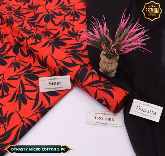 DYNASTY MICRO COTTON 4 SEASON STUFF ALLOVER PRINT UNSTITCHED 3 PC'S